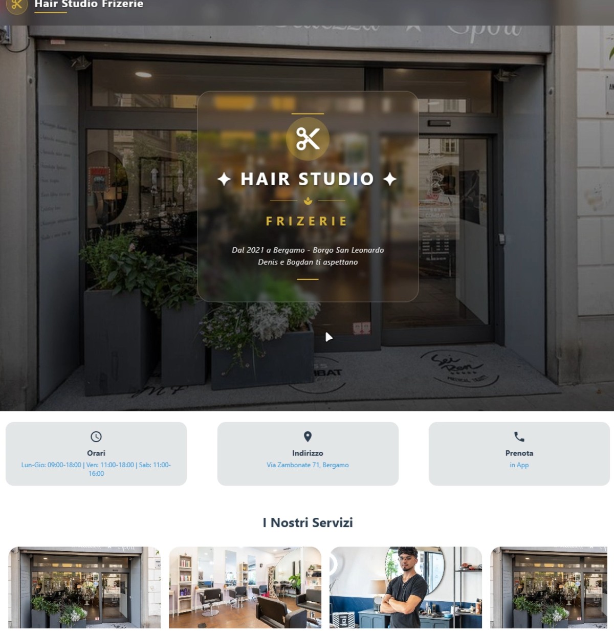 Hair Studio Frizerie - App per salone di bellezza a Bergamo